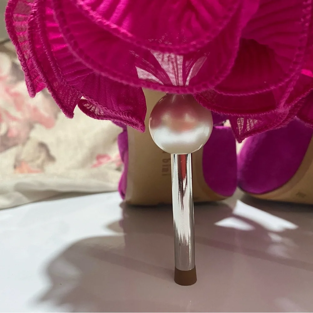 Gianni Bini Pink Heels with Ruffle Detail - Picture 11 of 15